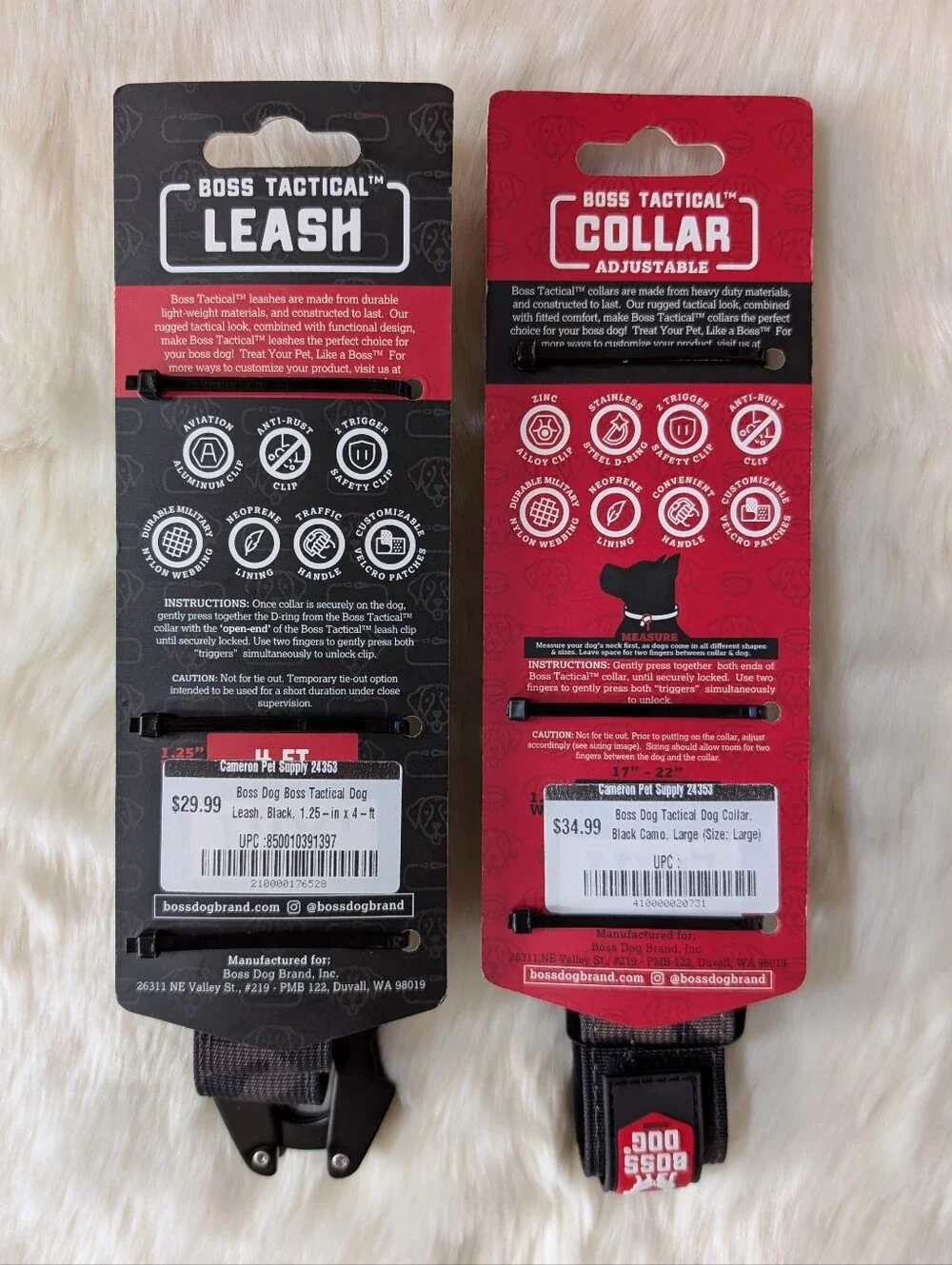Boss Dog Boss Tactical Nylon Dog Leash 4 ft x 1.25 in w/ Adjustable L Collar